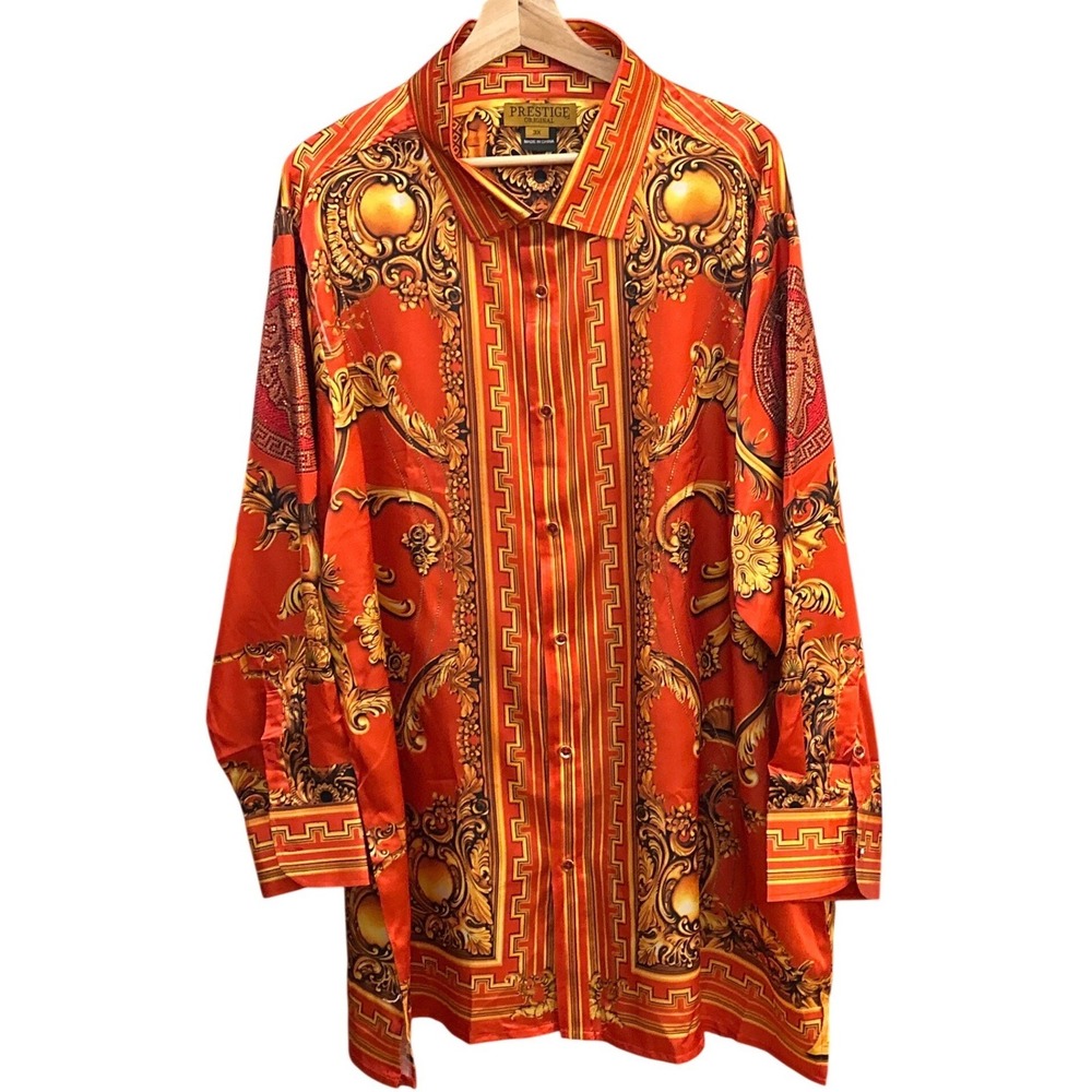 Prestige Original Button Down Baroque Luxury Maximalist PR-494 Orange 3X